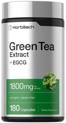 [BRSWGCDQCN7AIAIZ] Horbäach EGCG Green Tea Extract Pills | 180 Capsules | Max Potency | Non-GMO & Gluten Free Supplement