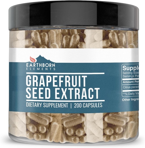 [BRSWYAL2OV5BQH3F] Earthborn Elements Grapefruit Seed Extract 200 Capsules, Pure & Undiluted, No Additives