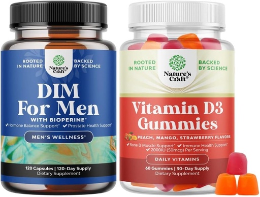 [BRSRAZYNBN5BGHIZ] Bundle of Advanced Diindolylmethane DIM Suplemento para homes e Vitamin D3 Gummies para Daily Wellness para o músculo ósea e apoio inmune
