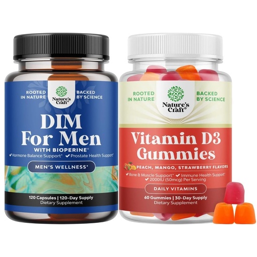 [BRSRAZYNBN5BGHIZ] Bundle of DIM Supplement for Men - Diindolylmethane Testosterone Complex with Panax Ginseng Bioperine and Vitamin D3 Gummies for Daily Wellness with 2000IU per Serving Bone Muscle & Immune Support