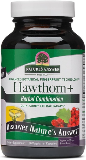 [BRSWI2QZOMARUETO] Nature's Answer Hawthorn Berry 90-Capsules | Supports Heart and Circulatory System Function | Gluten-Free, Non-GMO, Vegan, No Artificial Flavors or Preservatives | Single Count
