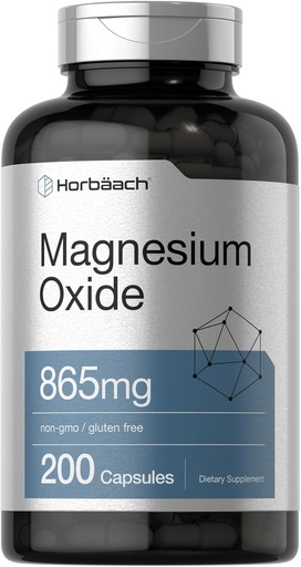 [BRSROCAEOV7GKYLF] Horbach Magnesium Oxide 865 mg 124; 200 Capsules 126; Non-GMO dan Gluten Free Suplemen