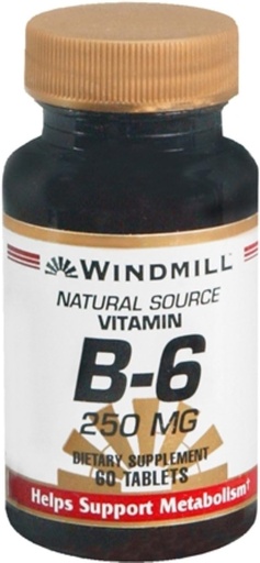 [BRSWKGYIBIHWI2Q5] Windmill Vitamin B-6 250 mg Tablets 60 Tablets (Pack of 2)