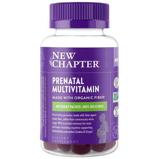 [BRSRMATRO4CBM2QY] New Chapter Prenatal Multivitamin Gummies – 67% Less Sugar, Prenatal Gummies for Mom & Healthy Baby with Methylfolate, Vitamin D3, Choline + Ginger, Non-GMO, Gluten Free, Berry Citrus, 90ct