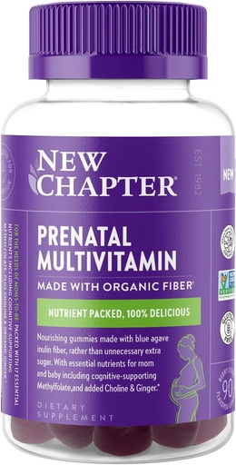[BRSRMATRO4CBM2QY] New Chapter Prenatal Multivitamin Gummies – 67% Less Sugar, Prenatal Gummies for Mom & Healthy Baby with Methylfolate, Vitamin D3, Choline + Ginger, Non-GMO, Gluten Free, Berry Citrus, 90ct