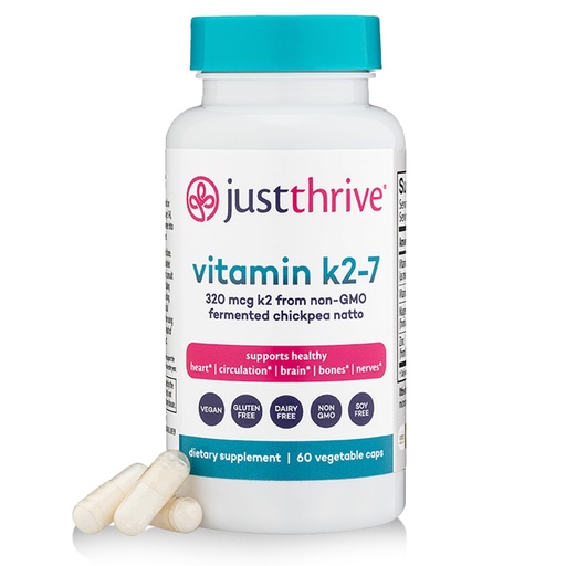 [BRSWKHYRBYIGOA3F] Just Thrive Vitamin K2-7 - Bone, Brain, and Heart Health K2 Vitamin Supplement, 60 Capsules