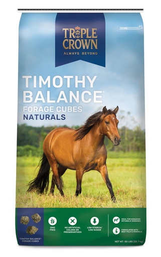 [BRSRAAIYDIDW2AA4] Triple Crown Timothy Cubes Balancing Horse Supplement, Timothy Hay Beet Pulp for Horses, Low Sugar Horse Feed, Laminitis Support, 50 lbs