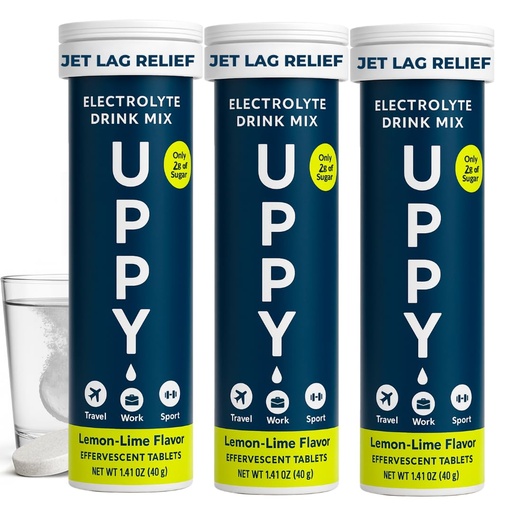 [BRSROHQQOJ7AEEY7] Uppy! Lemon-Lime Electrolyte Hydration Tablets – 30 Count (3x10) – Dissolves in Water for Rapid Rehydration – For Travel, Sports & Festivals – Portable Electrolyte Wellness Drink