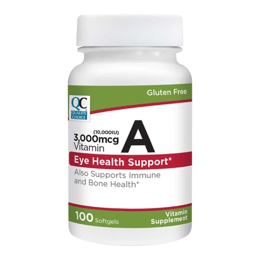 [BRSRMGT7CN5WCYIY] Quality Choice Vitamin A 3,000 mcg (10,000 IU) Softgels. Supports Immune System, Vision, and Bone Function. High Potency Palmitate Formula 100 Softgels