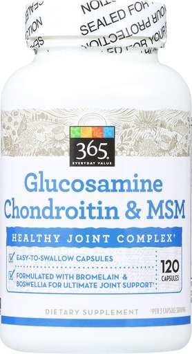 [BRSWGZQEARYBE23F] 365 by Whole Foods Market, Glucosamine Chondroitin & MSM, 120 ct