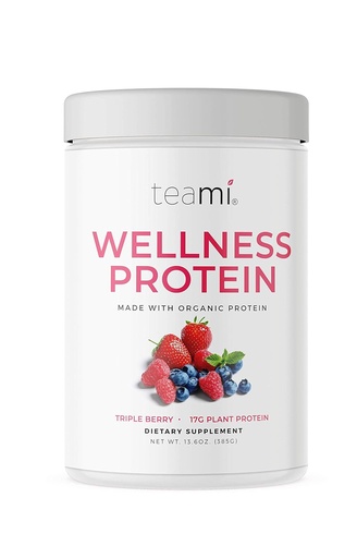 [BRSWYBAHCIFAEH33] Teami Vegan Protein Powder with Organic Ingredients - Smooth Plant Based Pea Protein Powder with Low Net Carbs, Non-GMO, Dairy Free, Soy Free, No Sugar Added - Triple Berry (14 Servings, 13.6 Ounce)