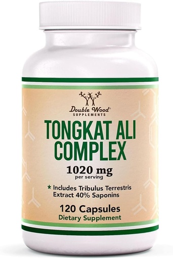 [BRSWGBQ5A4HQYH33] Tongkat Ali Extract - Ultra High Potency 200:1 - for Men (Longjack) Eurycoma Longifolia, 1000mg per Serving, 120 Capsules - with 20mg Tribulus Terrestris (Third Party Tested) by Double Wood