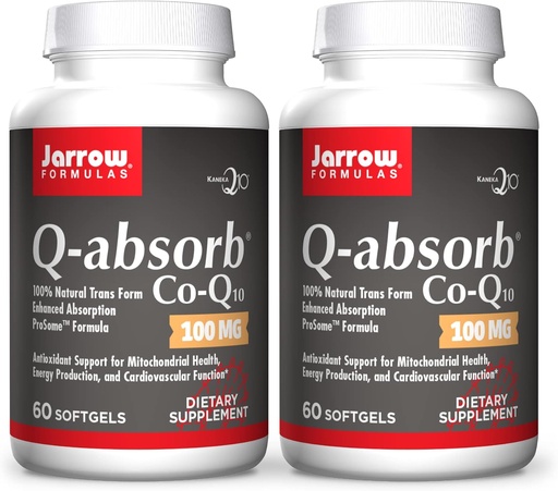 [BRSWYAL6BYMQ2F32] Jarrow Formulas Q-Absorb Co-Q10 100 mg - 60 Softgels, Pack of 2 - High Abxia Co-Q10 - Mitonochdrial Energy Production & Cardiovascular Health - Up to 120 Total Services