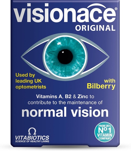 [BRSWIY32AQCBAHQZ] Vitabiotics Visionace Original - Nutritional Multivitamin for Normal Vision | Vitamins A, B2 and Zinc - 30 Tablets