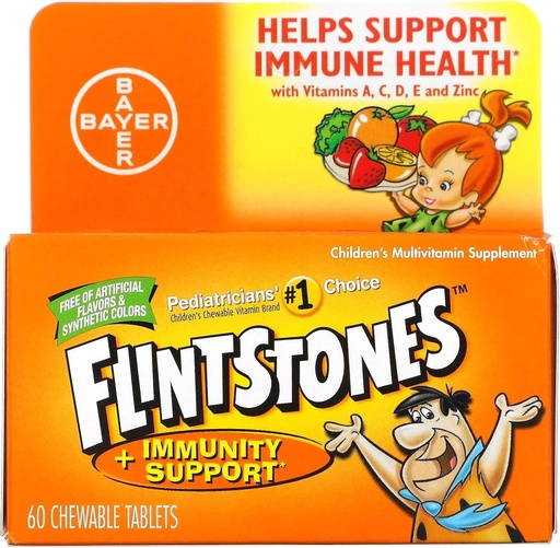 [BRSWIZIKOZ6QKFLY] Flintstones Chewable Kids Vitamine con supporto per l'immunità*, Multivitamina per bambini e bambini con vitamina C & di più, 60ct