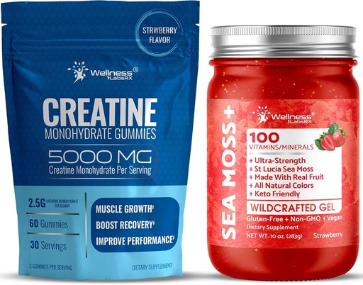 [BRSRAAYQOIHGECDU] WELLNESS LABSRX Sea Moss Gel Strawberry with Creatine Gummies