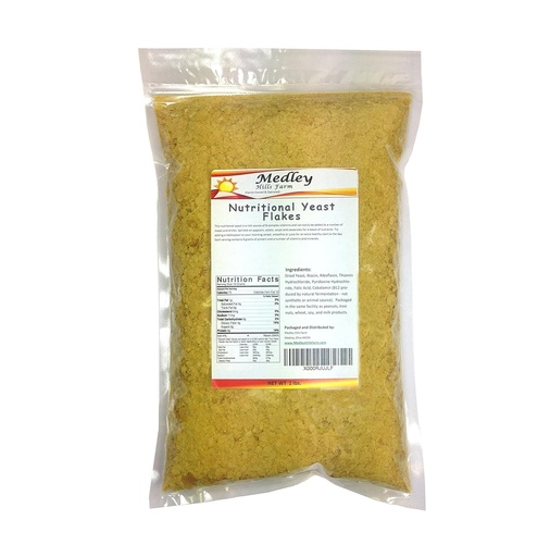 [BRSWIBICOEJR2F3G] Nutritional Yeast Flakes 1 lb. Fortified - Gluten Free - Non GMO - Vegan - Vegetarian Support Formula Medley Hills Farm