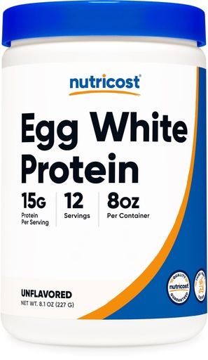 [BRSRMAAHDMHAEG36] Nutricost Egg White Protein Powder 8oz (Unflavored) - Non-GMO, Gluten Free