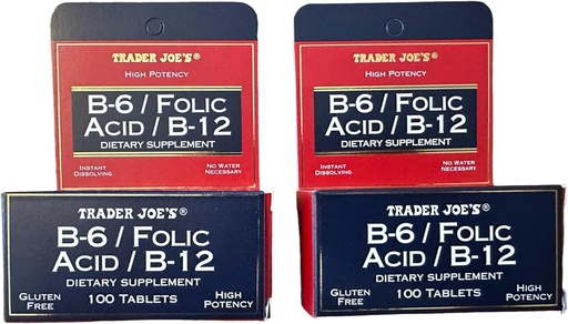 [BRSWIGQ5A56RU2LC] Trader Joe's B-6 / Foolihappo / B-12 Ravintolisä (200 tablettia - 2 pakkaus)