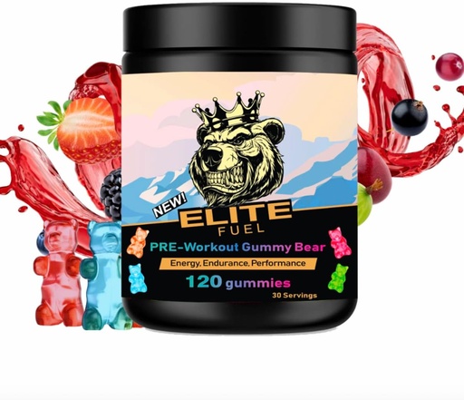 [BRSROAYBCEHREHIZ] Pre Workout Gummies Elite Fuel - Endless Energy, Instant Strength Gain, Intense Pump, Enhanced Energy Output and Improved Athletic Performance, Endurance Performance