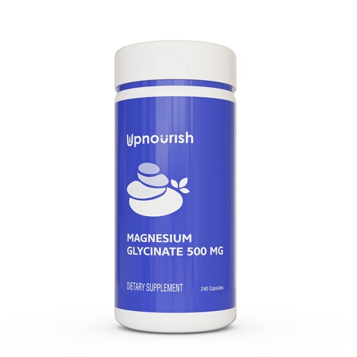[BRSRMBQOCUPAGAAU] UpNourish Magnesium Glycinate Chelate 500mg Capsules - Highly Absorbable Chelated Magnesium - Pure Magnesium Supplement for Sleep & Calm Support, Nervous, Muscle & Bone Health