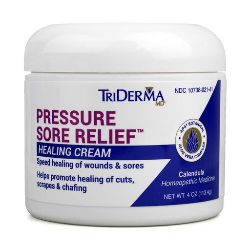 [BRSWGAACDIFQGHTL] TriDerma MD Pressure Sore Relief Healing Cream for Bed Sores Treatment, Ulcers, Pressure Sores, Wound Healing, Chafed Skin and Hard-to-Heal Skin Sores with Calendula and AP4 Aloe, 4 oz Jar