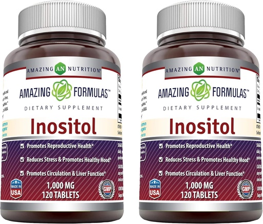 [BRSWGCQ7BYCGK3DP] Amazing Formulas Inositol 1000mg Supplement | Tablets | Non-GMO | Gluten-Free | Made in USA (2 Pack, 120 Count)
