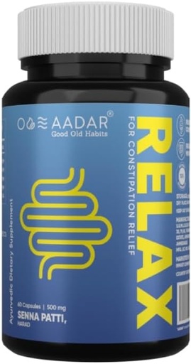 [BRSWGFIYAB7AEADJ] AADAR Re-LAX Constipation Relief, Ayurvedic Digestion Support and Bowel Wellness Capsules, 60 Units - with Senna, Harade, Ajwain Capsules for Digestion