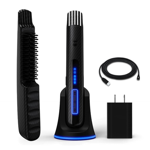 [BRSRMHD7CFYRSYA4] The Beard Struggle Carbon X - Heated Beard Brush + Beard Straightener for Men - Cordless Beard Brush & Straightening Comb - Rechargeable, 3 Heat Settings, Micro-Fibre Protective Sleeve Included
