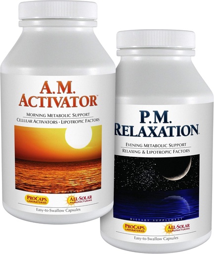 [BRSWGAQNBMBA2CQU] ANDREW LESSMAN A.M. Activator and P.M. Relaxation Kit - 30 Capsules of Each - A.M. Activator Promotes Energy and Fat Metabolism While P.M. Relaxation Encourages a Restful Night's Sleep