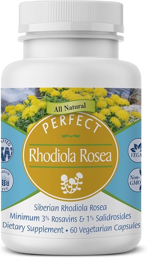 [BRSWIZQGOADR6HA7] Perfekte kosttilskudd Rhodiola Rosea, for bedre fokus, energi og stress relief, Optimal 3% Rosavins til 1% Salidroside forhold, en naturlig adapter ~ 60 Grønnsaker kapsler