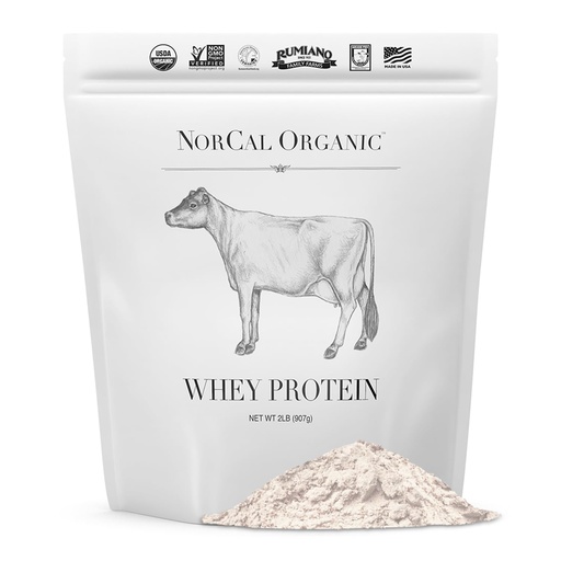 [BRSWIZILOQOBGELA] NorCal Organic Whey Protein | 100% Grass-Fed, USDA Certified | Pure, Clean Protein Sourced from Northern California Family Farms | Unflavored | 2 Pound (Pack of 1)