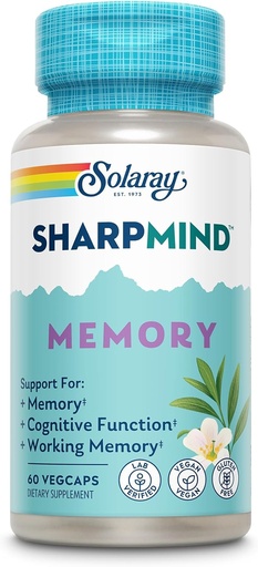 [BRSRAFLYB4CBM33J] SOLARAY SharpMind Memory Formule - Mozkové doplňky pro paměť a soustředění - Cognivia, Gotu Kola & Chaga Houbový dodatek - Ginkgo Biloba Alternative - 60denní záruka - 30 Služeb, 60 VegCaps