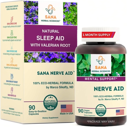 [BRSRAYALBFYBSGQ4] Valerian Root Natural Sleep Aid Formula for Adults with Organic Skullcap, Lobelia & More - 90 Capsules - by Dr. Marco Sikaffy | Sana Herbal