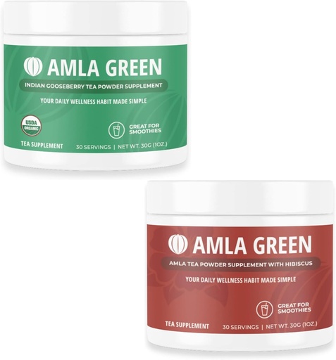 [BRSRAZIEBUIQ4ETA] Amla Powder & Green Tea Superfood Supplement with Indian Gooseberries & Hibiscus, Organic, Vegan, 30 Servings