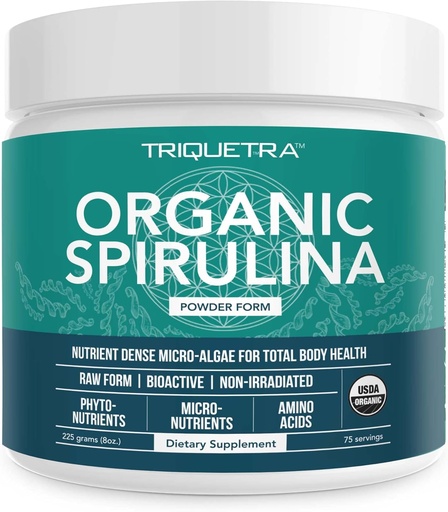 [BRSWICQ7O4NBUEY7] Polvo Espirulina Orgánica – Hecho con Parry® Spirulina, Conocida por la Pureza Superior y la Densidad Nutriente – Agricultura Vegana – No Irradiada – Suplemento Superalimentario de Algas Azules – 75 Serviciones – 8 oz
