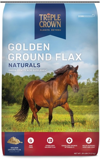 [BRSRABT5DEMBMETU] Triple Crown Golden Ground Flax, Flax for Horses, Siemię lniane dla koni, Omega 3 Suplement z koni, 25 funtów