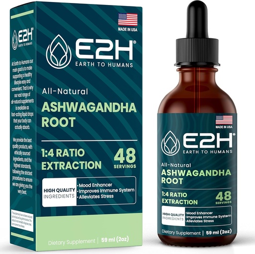 [BRSW2FAEOEIAYGY2] E2H Ashwagandha Liquid Drops - All-Φυσικό συμπλήρωμα Ashwagandha για την ανακούφιση από το στρες και την ενίσχυση της διάθεσης- Βιολογικό εκχύλισμα ρίζας Ashwagandha αποτελεσματική Cortisol Manager 