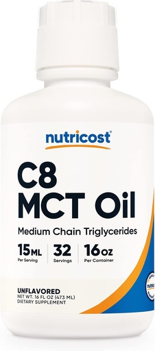 [BRSW22Q5DIFQOA3A] Nutricost C8 MCT Oil 16oz - Keto, Paleo, Non-GMO