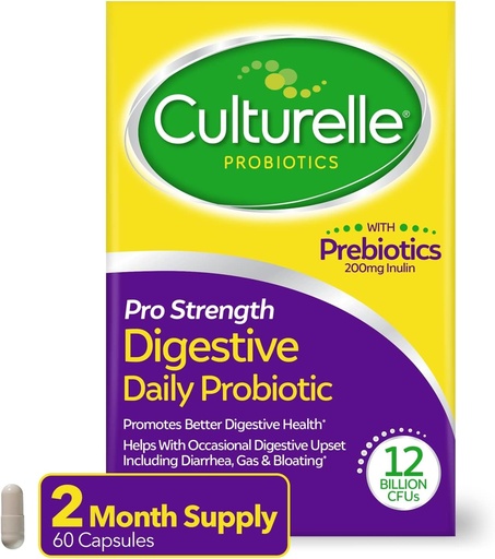[BRSWYC37OUAWEGY2] Culturelle Pro Síla Denní Probiotika pro trávicí zdraví (2 Měsíční zásoba) s Prebiotika pro ženy a muže, podporuje příležitostné průjem, plyn & Floating, gluten & Soy Free, 60 Počet