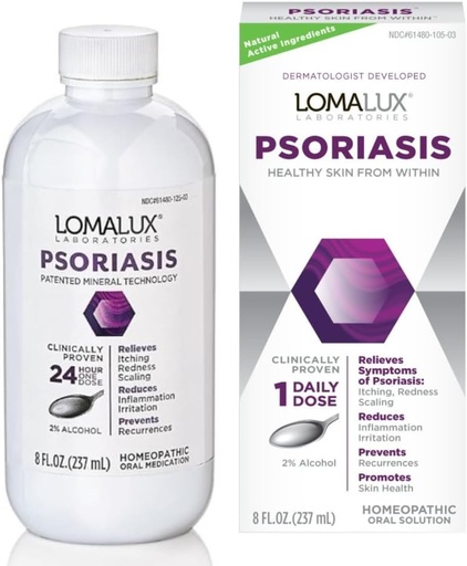 [BRSWIYTZOUBRW3D4] Loma Lux Psoriasis Relief Natural w/Minerals - Multi-Symptom Relief - Clinically Proven Treatment Dermatologist Sviluppato per Psoriasis Vulgaris, Dermatite Seborrheic, Scalp, Tipi Inverse - 8 Fl Oz