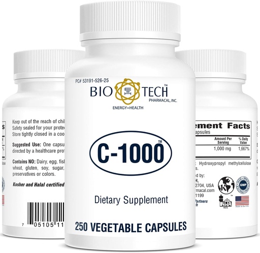 [BRSWKFIOB4MRUALG] Bio-Tech - C-1000 250 Veggie Capsules