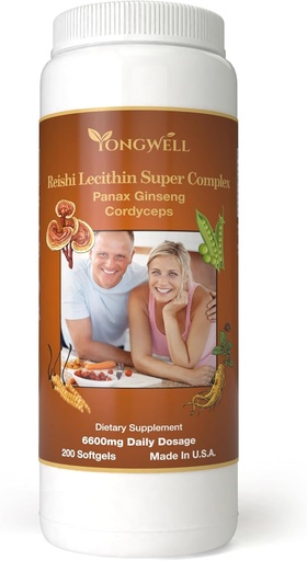 [BRSROEA7DECQIFIV] Reishi Lecithin Super Complex with Panax Ginseng & Cordyceps (200 Softgels)