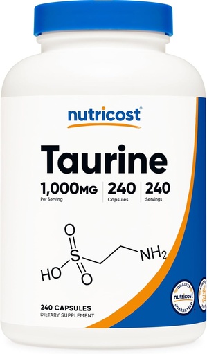 [BRSRMYYHPIPQA3Q6] Nutricost Taurine 1000mg Capsules Supplement, 240 Capsules Per Bottle, Non-GMO & Gluten Free