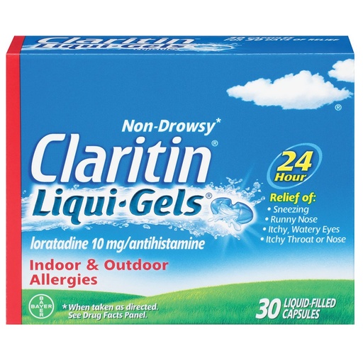 [BRSWIEIZPMOWG3DI] Claritin Liqui-Gels 24 Hour Allergy Relief, Non-Drowsy Allergy Medicine, Loratadine Antihistamine Capsules, 30 Count