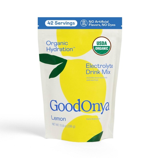 [BRSWYBQZOR5WAHI7] GOODONYA Organic Hydration Electrolyte Drink Mix, Certified Organic Hydration Powder, Non-GMO, Biochecked Glyphosate Free, Baixo açúcar, sabor de limonada, Sem sabores artificiais, 42 Servings