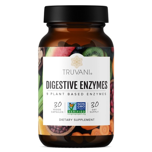 [BRSWGCQEO4CGM2DP] Truvani Digestive Enzymes | 9 Enzyme Blend | Digestive Support | Reduce Bloating | Increased Nutrient Absorption | Non-GMO Capsules| 30 Day Supply