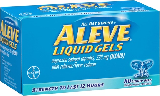 [BRSWIYYOAIDBYCY5] Aleve Liquid Gels with Naproxen Sodium, 220mg (NSAID) Pain Reliever/Fever Reducer, 80 Count (Pack of 2)