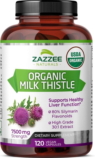 [BRSWGEIKBB7QEC36] Zazzee USDA Organic Milk Thistle 30:1 Extract, 7500 mg Strength, 120 Vegan Capsules, 80% Silymarin Flavonoids, Standardized and Concentrated 30X Extract, 100% Vegetarian, All-Natural and Non-GMO