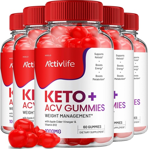 [BRSROBIYPMMAMCTO] ActivLife Gummies Keto ACV - Vie active Gummies de vinaigre de cidre de pomme Keto, ActivLife Keto + ACV Gestion du poids Gummies ActiveLife Formule avancée de 1000mg (5 Pack - 300 Gummies)